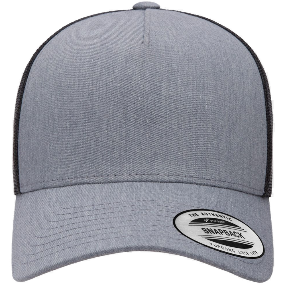 Five-Panel Retro Trucker Cap — Heather/ Black