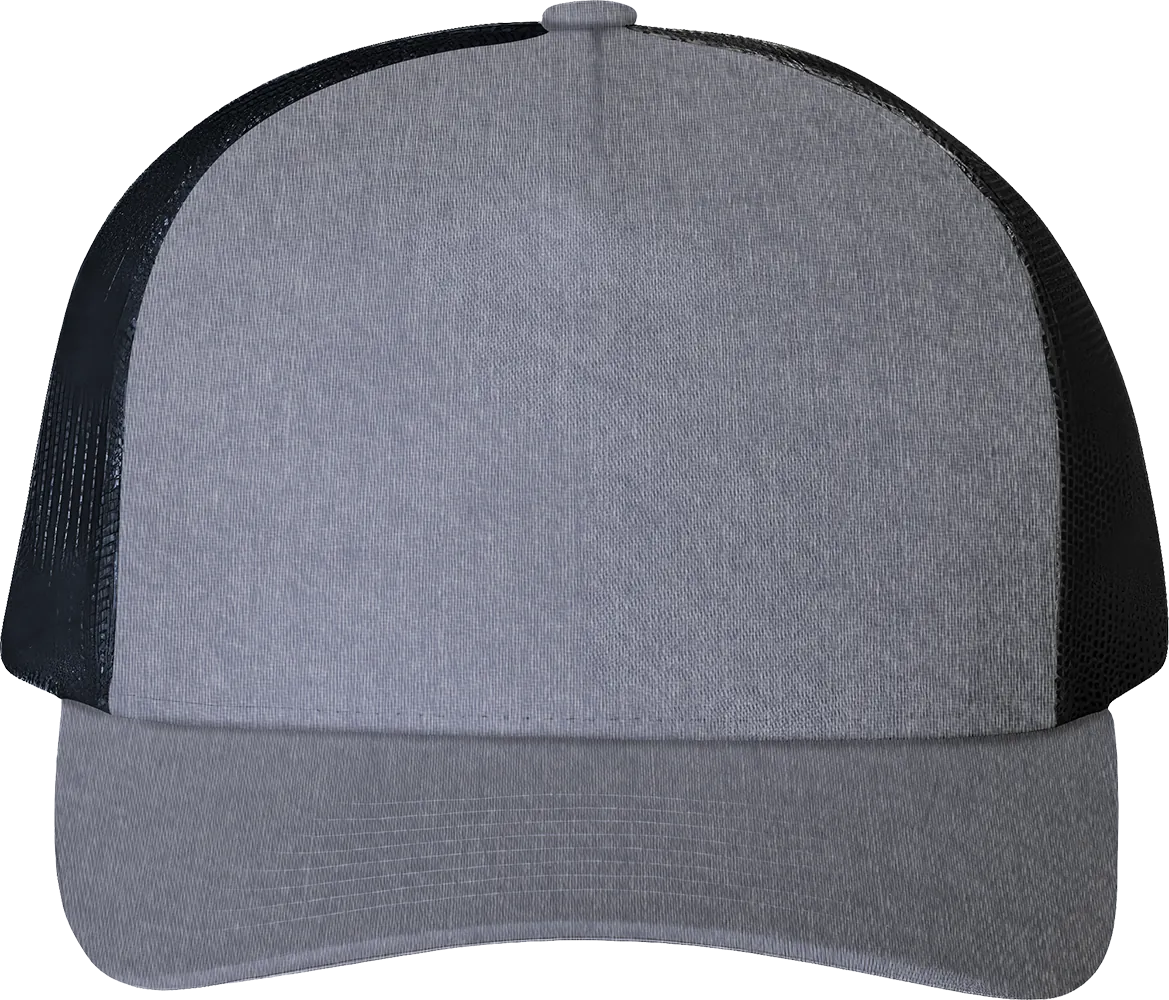 Five-Panel Retro Trucker Cap — Heather/ Black