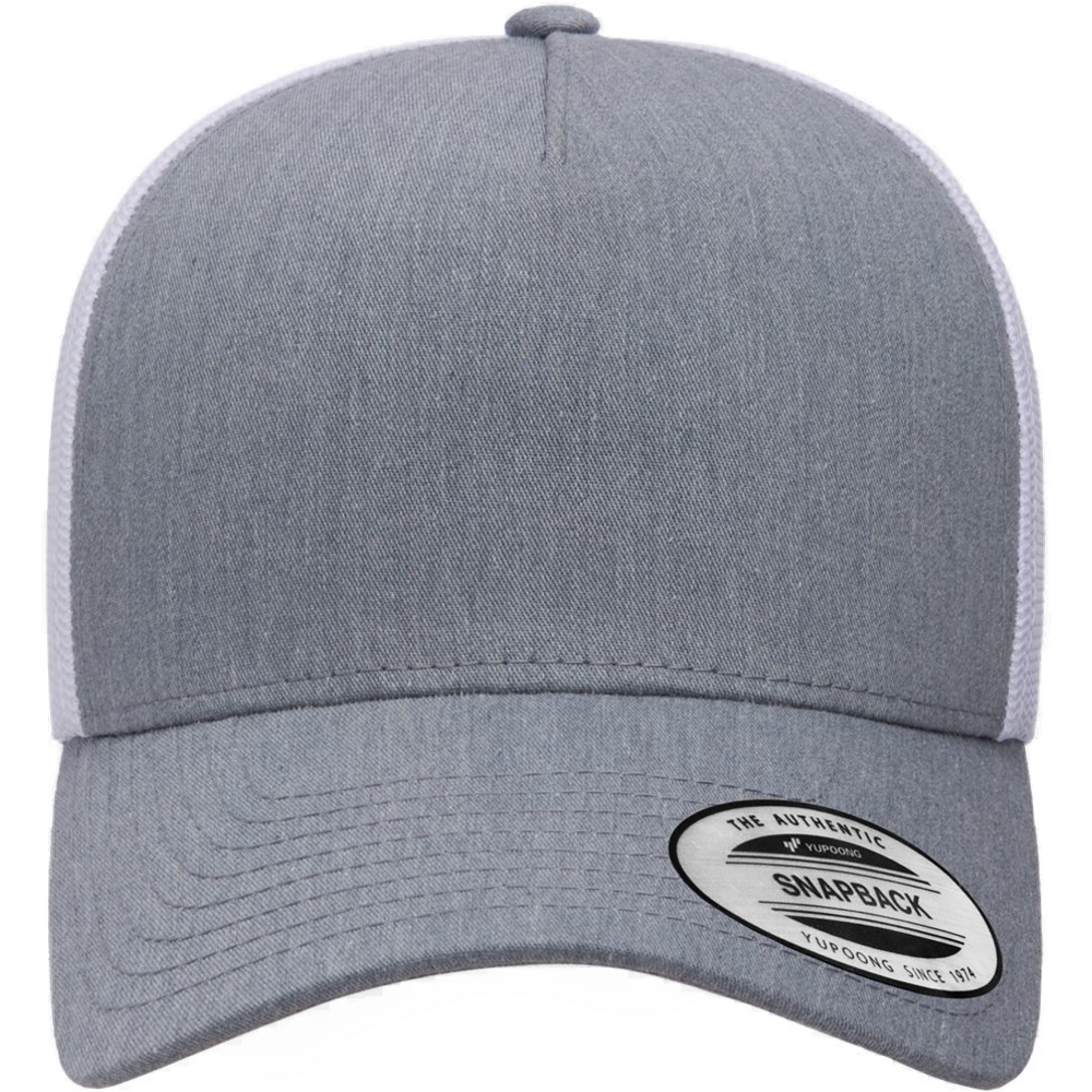 Five-Panel Retro Trucker Cap — Heather/ White