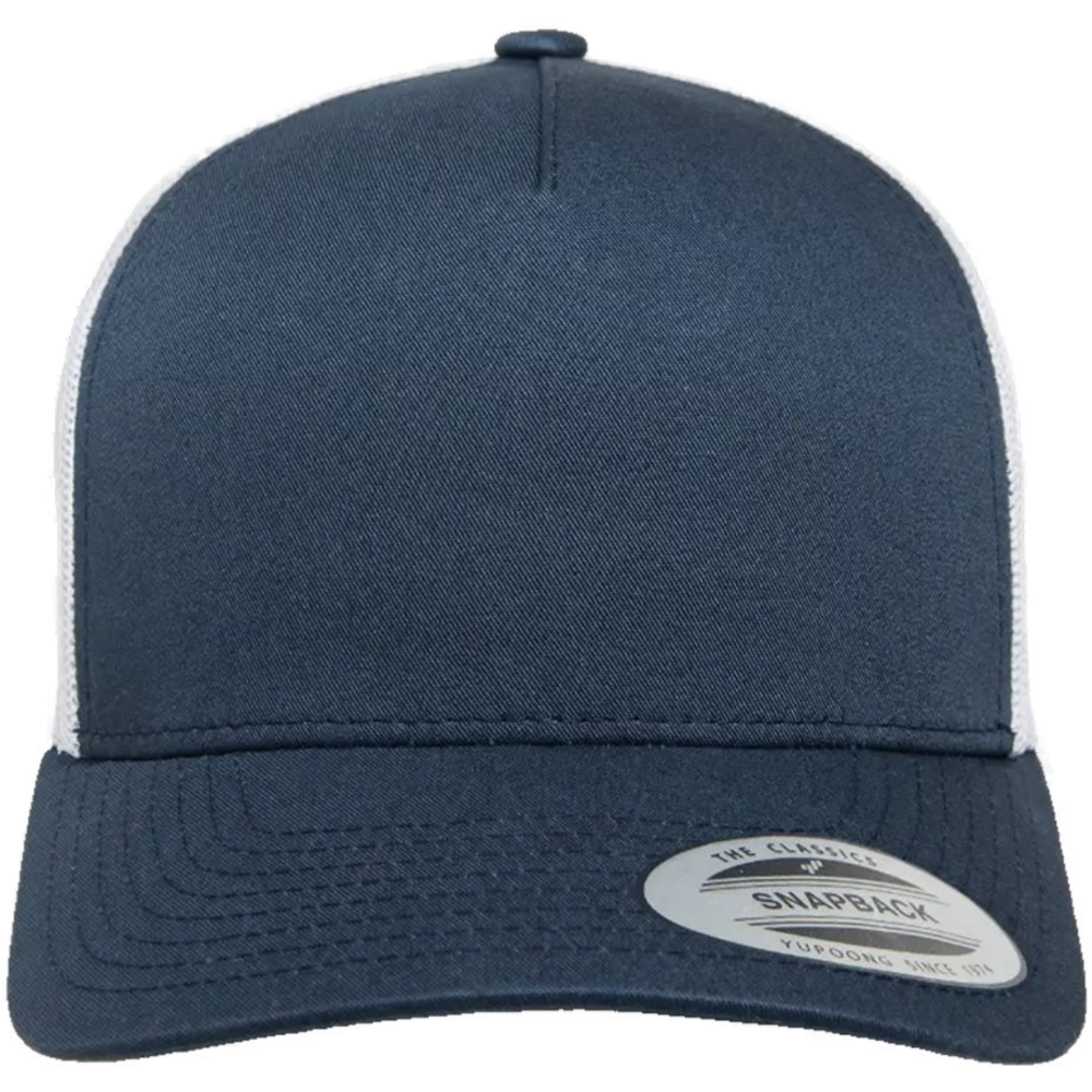 Five-Panel Retro Trucker Cap — Navy/ White