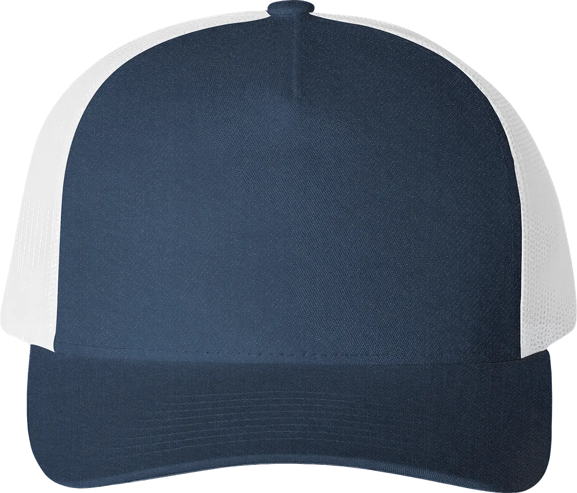 Five-Panel Retro Trucker Cap — Navy/ White