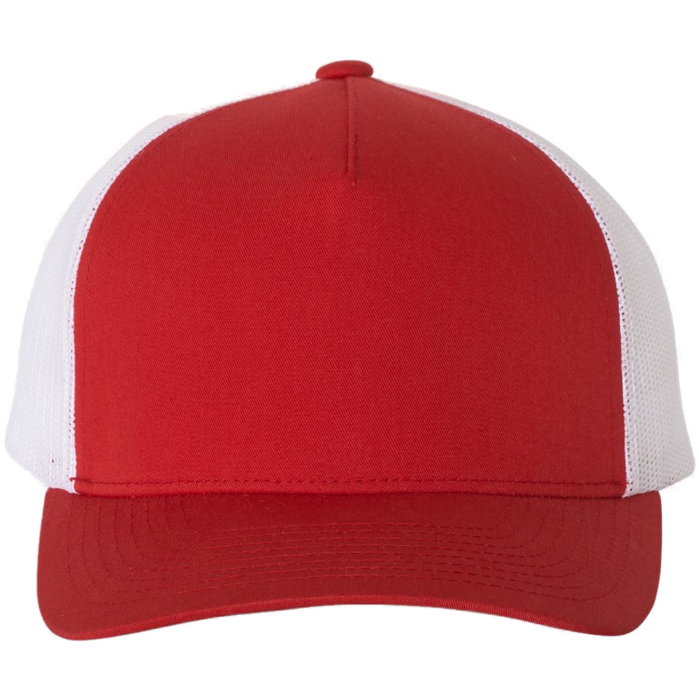 Five-Panel Retro Trucker Cap — Red/ White
