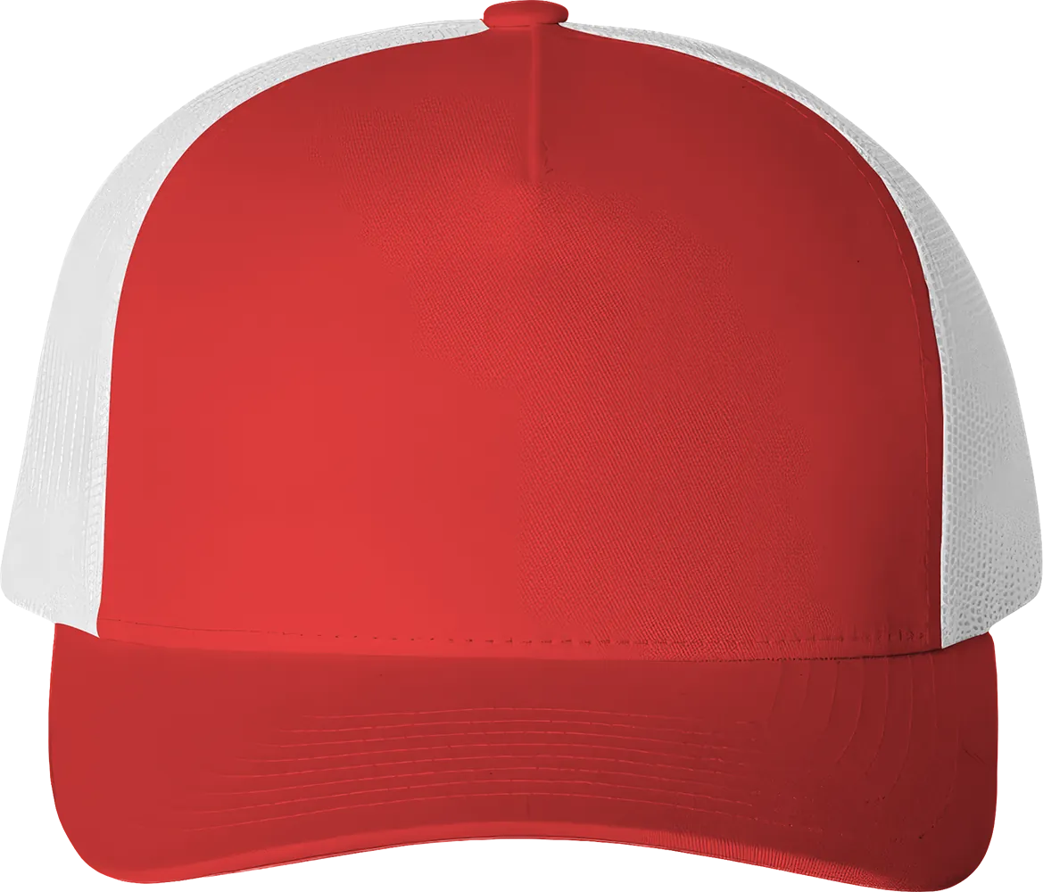 Five-Panel Retro Trucker Cap — Red/ White