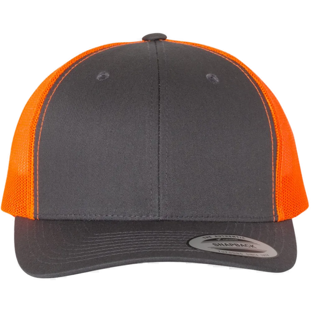 Retro Trucker Cap — Charcoal/ Neon Orange
