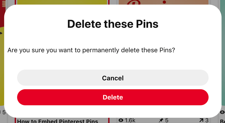 Troubleshooting common issues when deleting pins