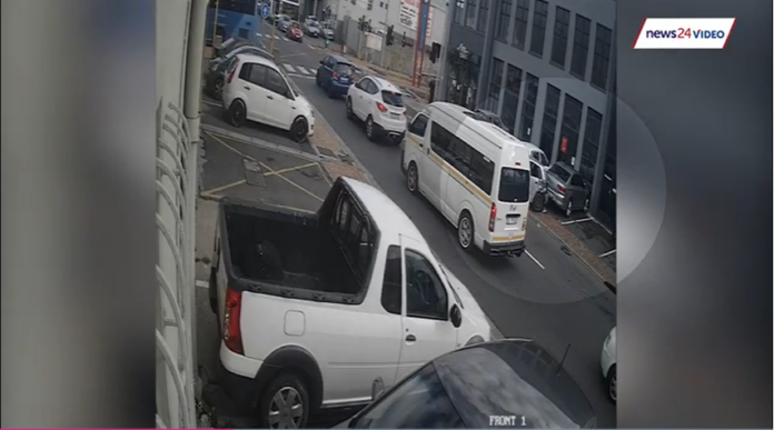 WATCH | Man’s harrowing close shave after taxi hits car and bus