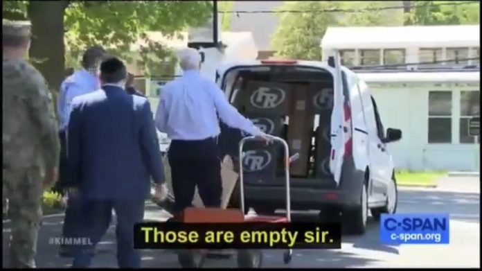 Vice President Mike Pence torched after jokingly asking to carry empty boxes at nursing home ‘just for the camera’