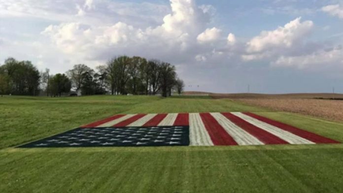 Indiana man paints enormous American flag to honor health care workers