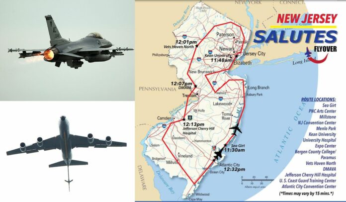 How to see Air National Guard N.J. flyover today to salute frontline coronavirus workers. Route, times, locat