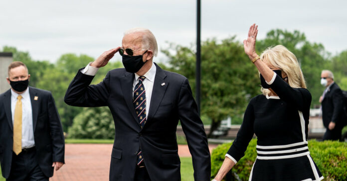 Joe Biden, Wearing Mask, Appears in Public at a Veterans Memorial