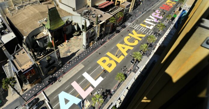 ‘All Black Lives Matter’ painted on Hollywood Boulevard