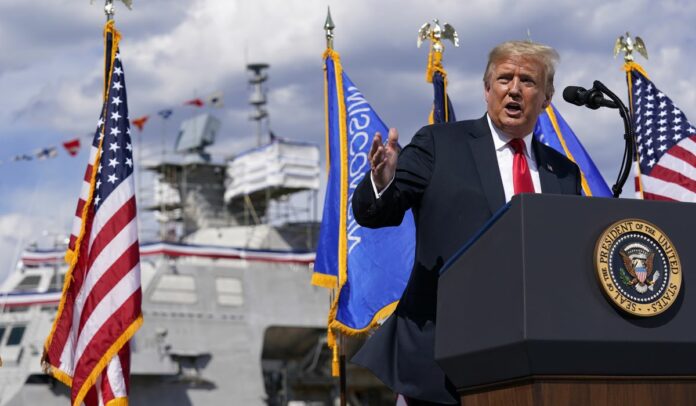 Donald Trump, in Wisconsin, touts economic rebound, military might