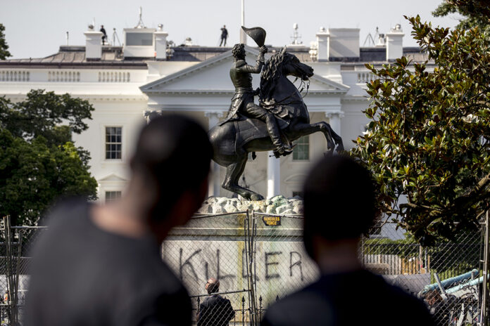 Justice Dept. announces first felony charges in attempted toppling of Andrew Jackson statue near White House