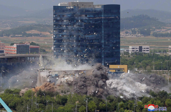 North Korea releases images of it blowing up its liaison office with South