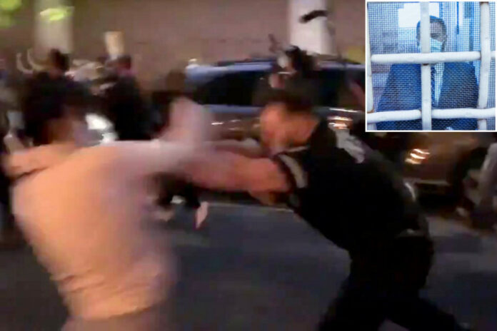 NYPD cop charged with shoving female protester freed without bail