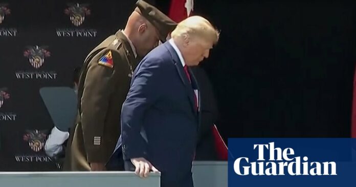 Trump lashes out after critics highlight unsteady walk down West Point ramp