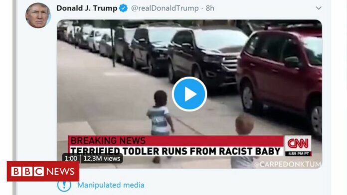 Trump ‘racist baby’ tweet labelled manipulated
