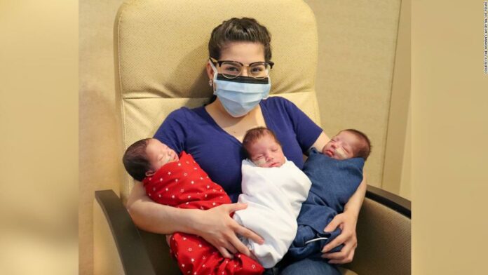 A Texas mom gave birth to triplets right after she beat Covid-19