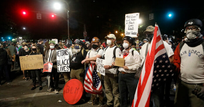 A ‘Wall of Vets’ Joins the Front Lines of Portland Protests