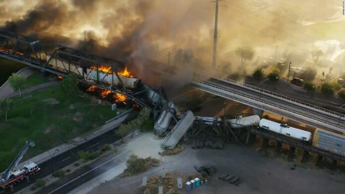 Arizona train derailment and fire described as ‘a scene from hell’