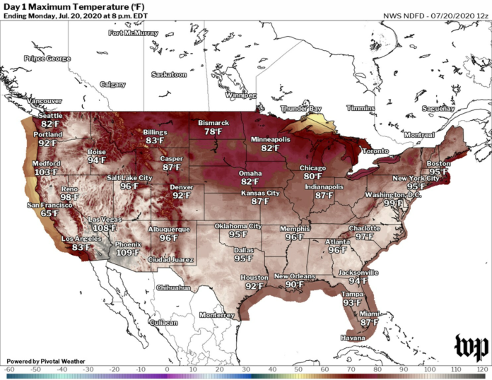 East Coast heat wave peaks as second heat dome sets up across the West