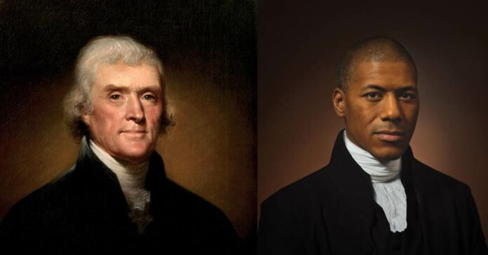 Image of Thomas Jefferson alongside Black great-grandson holds ‘a mirror’ to America
