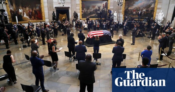 John Lewis: civil rights leader’s body arrives at US Capitol to lie in state