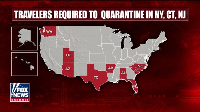 New York, New Jersey, Connecticut add 10 states to mandatory quarantine restriction list
