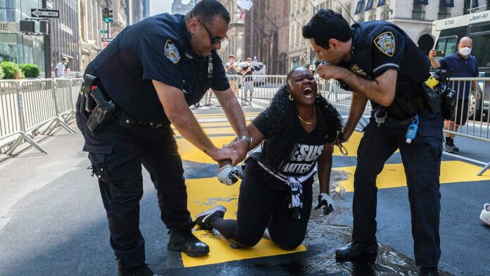 NYPD officer injured during arrest of women smearing paint on ‘Black Lives’ mural outside Trump Tower