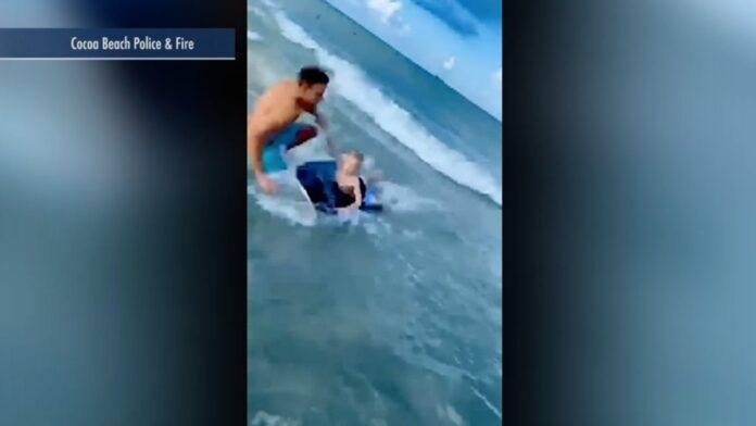 Off-duty Florida police officer pulls boy away from passing shark, video shows