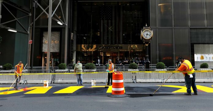 red-paint-splashed-on-black-lives-matter-mural-in-front-of-trump-tower.jpg Red paint splashed on Black Lives Matter mural in front of Trump Tower