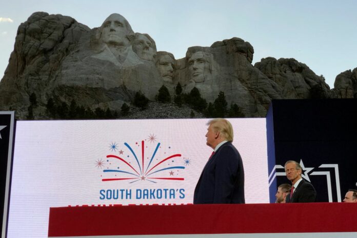 Trump seeks to claim the mantle of history in fiery Mount Rushmore address