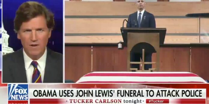 Tucker Carlson attacks Obama for John Lewis funeral oration