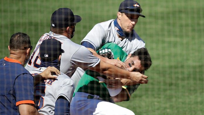 Astros and A’s facing hefty fines after Oakland star Laureano charges the dugout