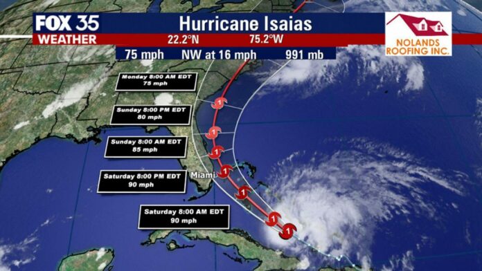 FOX 35 Weather Alert Day: Hurricane Isaias weakens slightly as it nears Florida’s coast