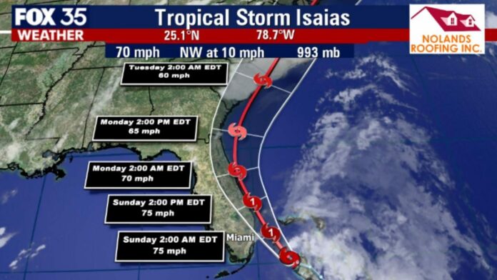 FOX 35 Weather Alert Day: Isaias weakens to tropical storm as it nears Florida’s east coast