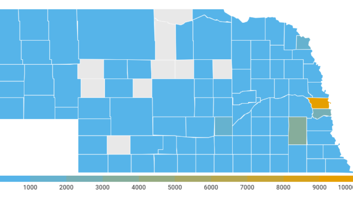 Maps of Nebraska, Iowa show the number of coronavirus cases county-by-county