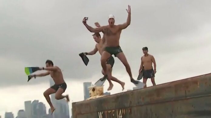 Pete Hegseth jumps into Hudson River for leg two of Navy SEAL swim