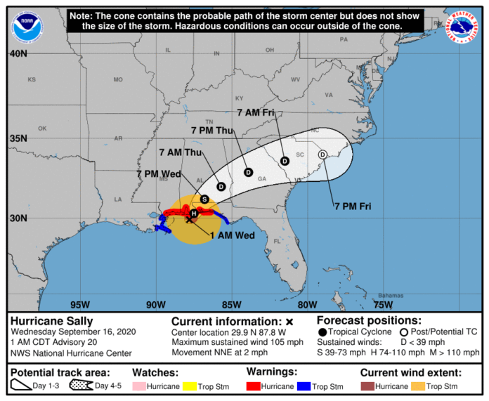 Sally Track Shifts East Again, Brings Hurricane Directly Through Escambia County