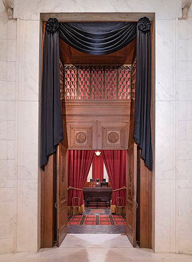 Supreme Court drapes black cloth over Ginsburg’s seat: photos