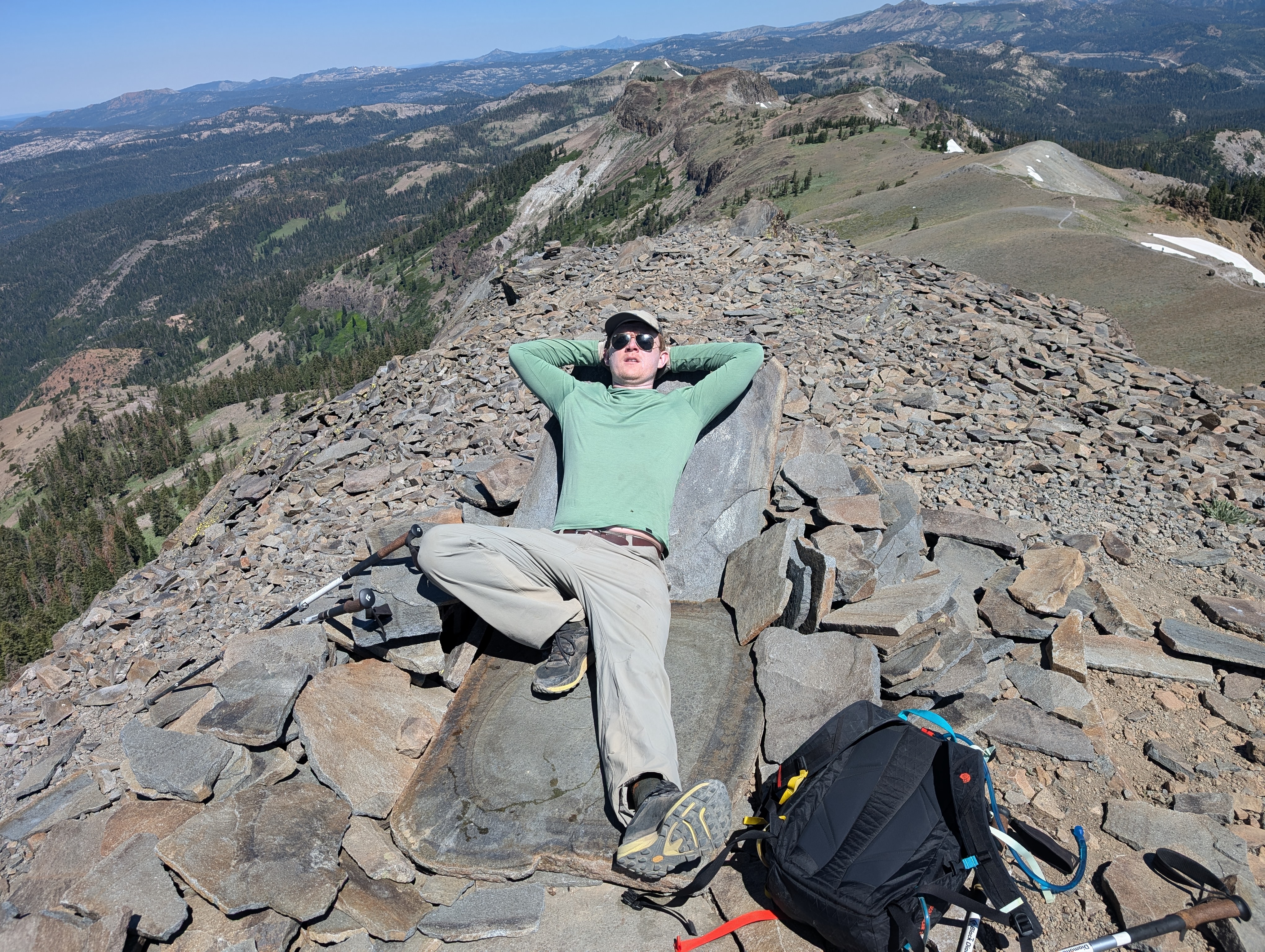 Chris lounging on the summit of Tinker Knob