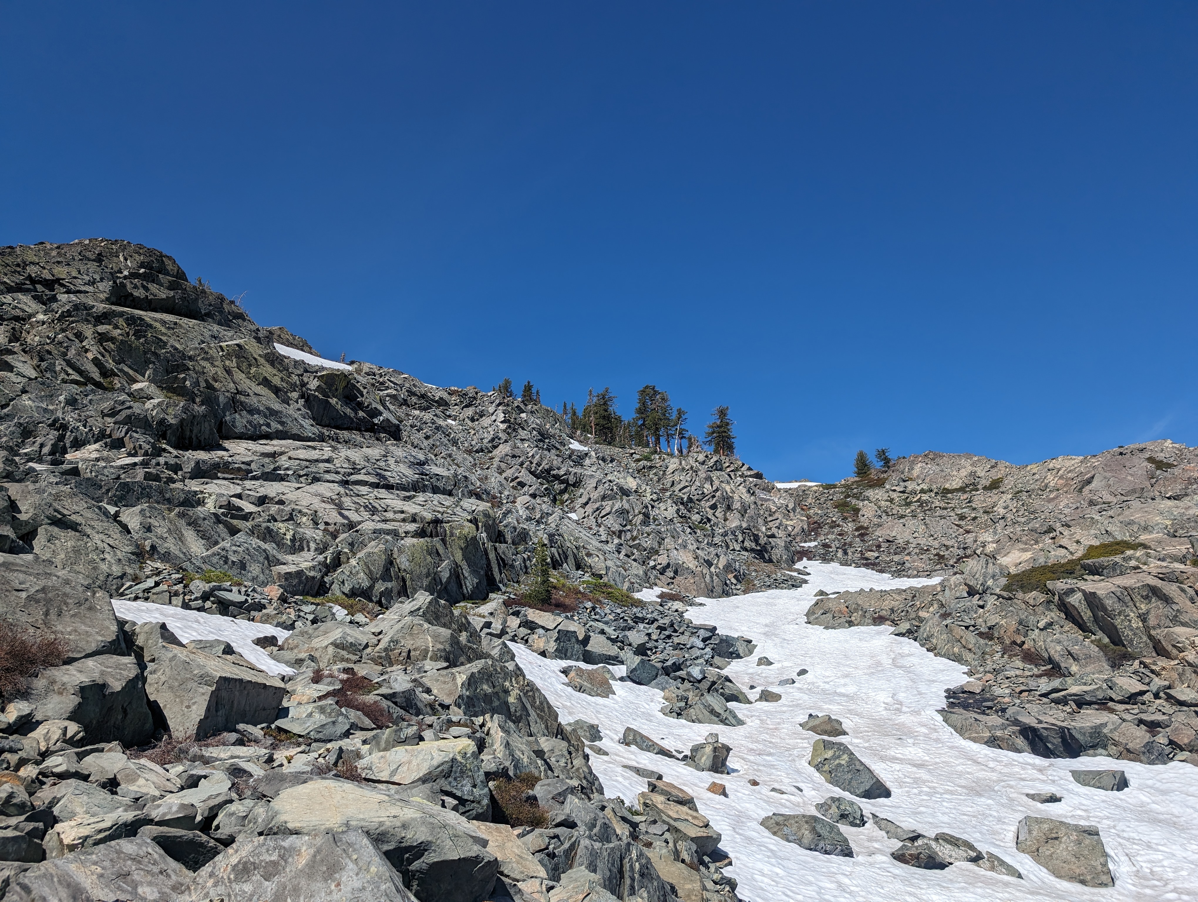 Looking up towards the summit