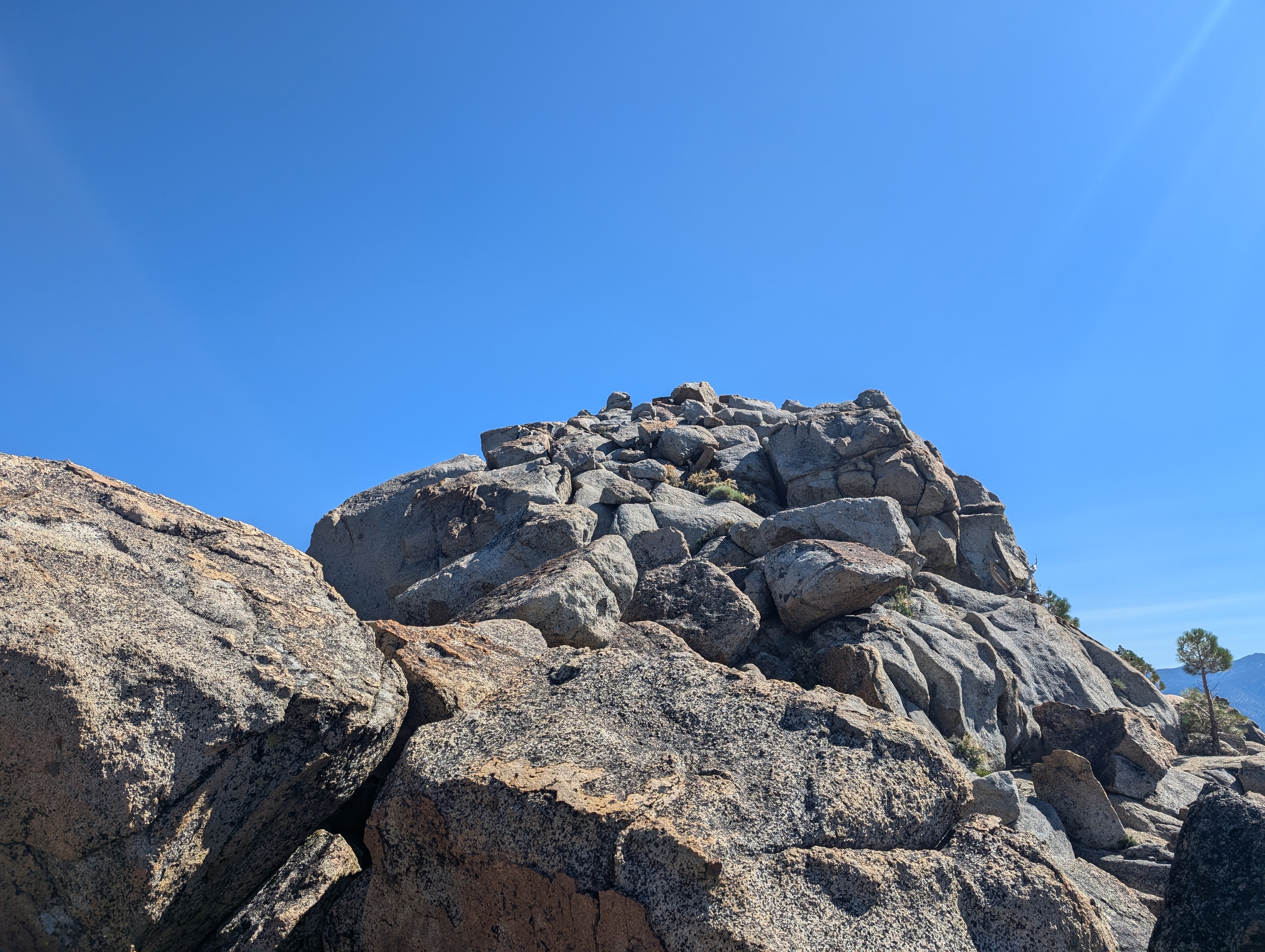 Climbing the last bit of Angora Peak