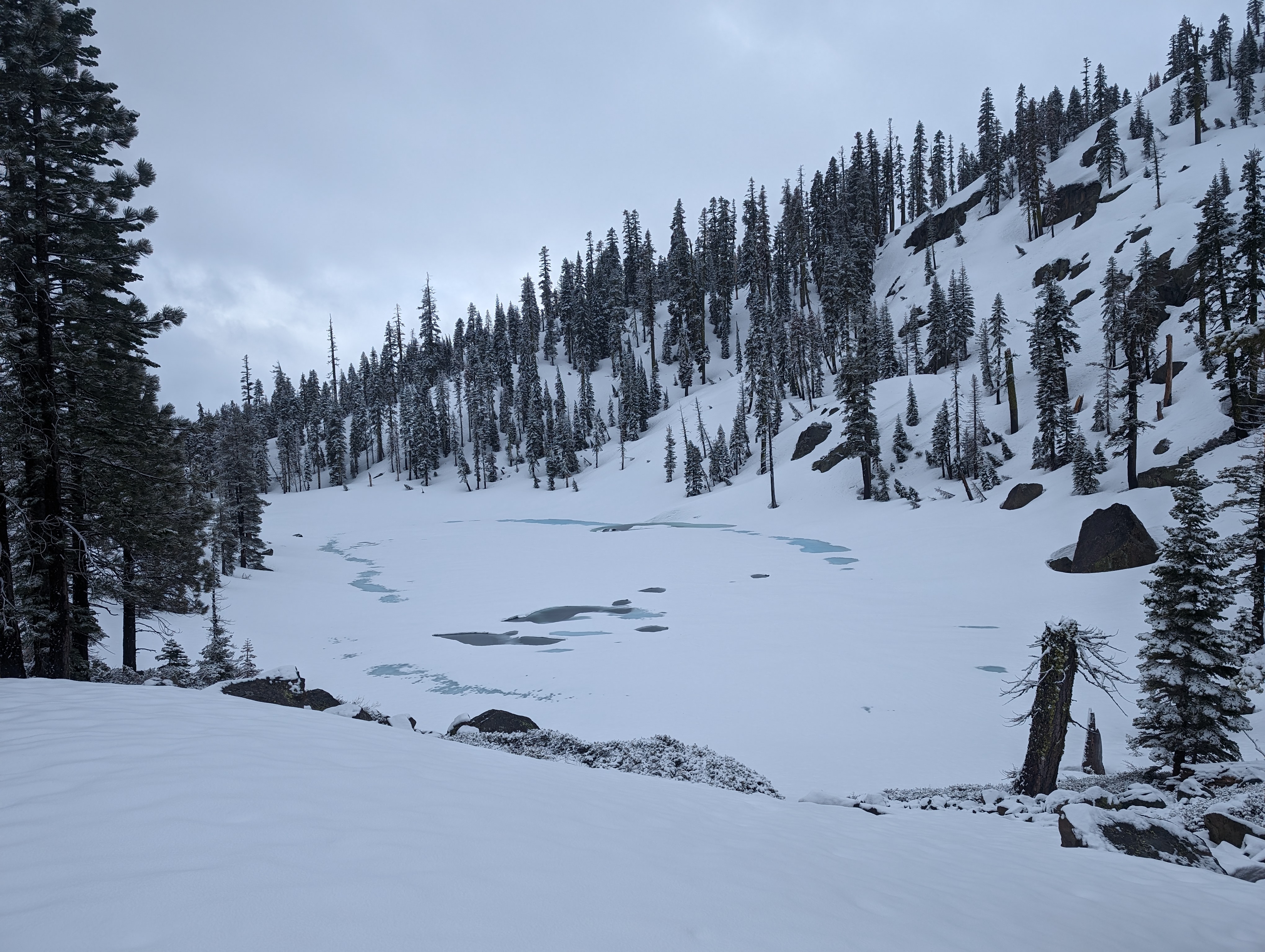 Hidden Lake starting to thaw out