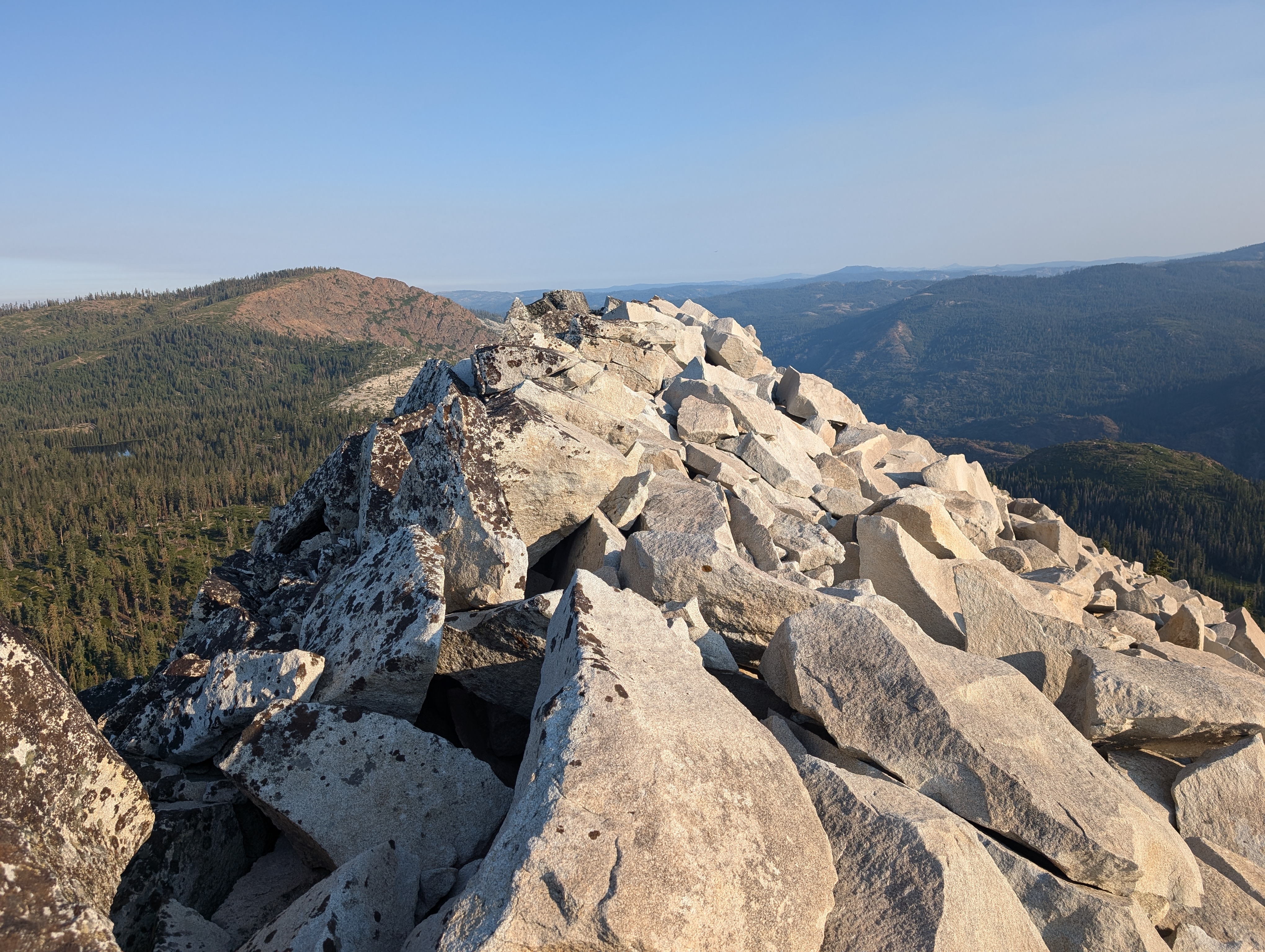 Looking back at the quality granite on the summit ridge