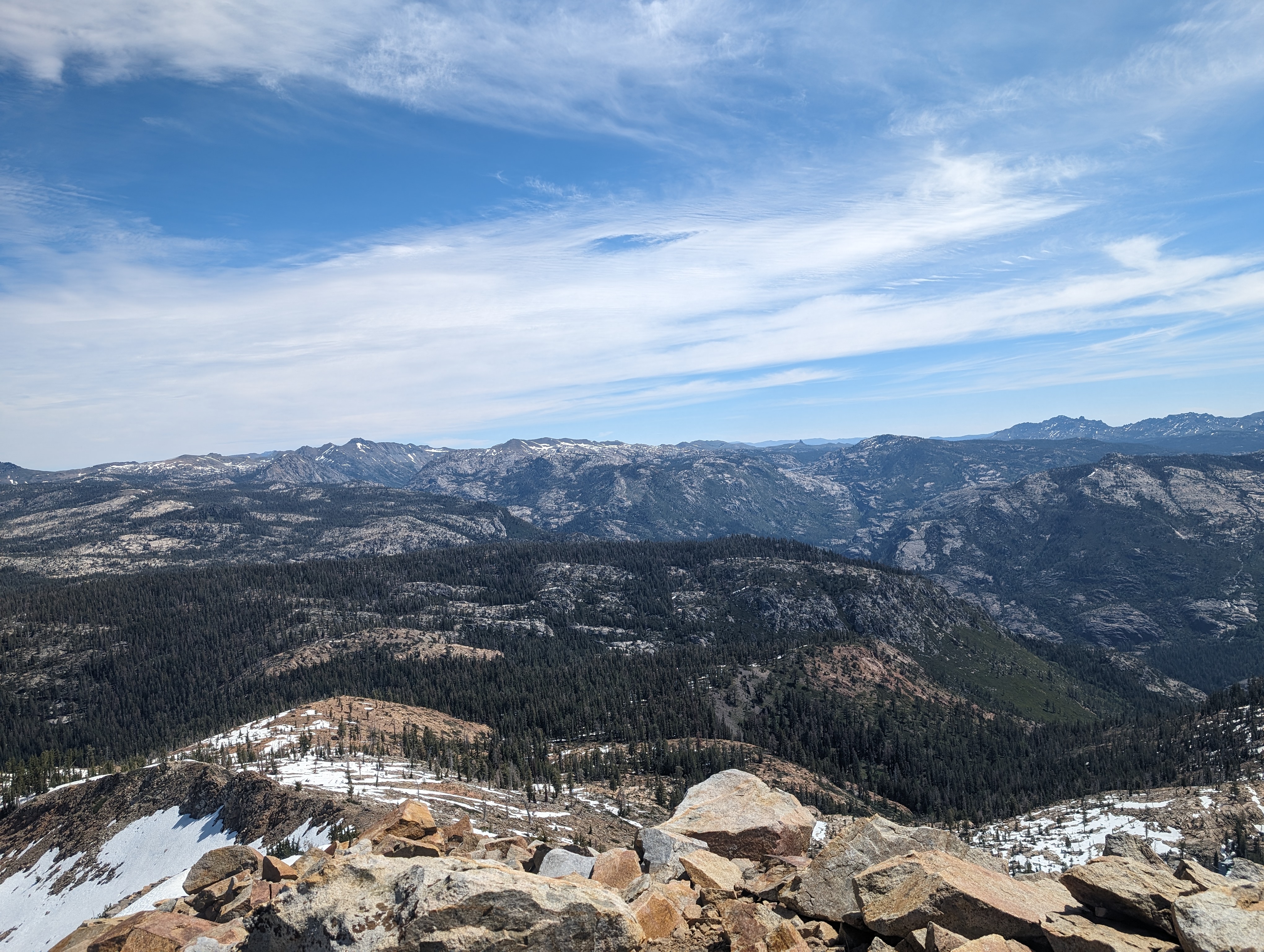 The view to the east. Da-Ek Dow Go-Et Peak is a bit right of center