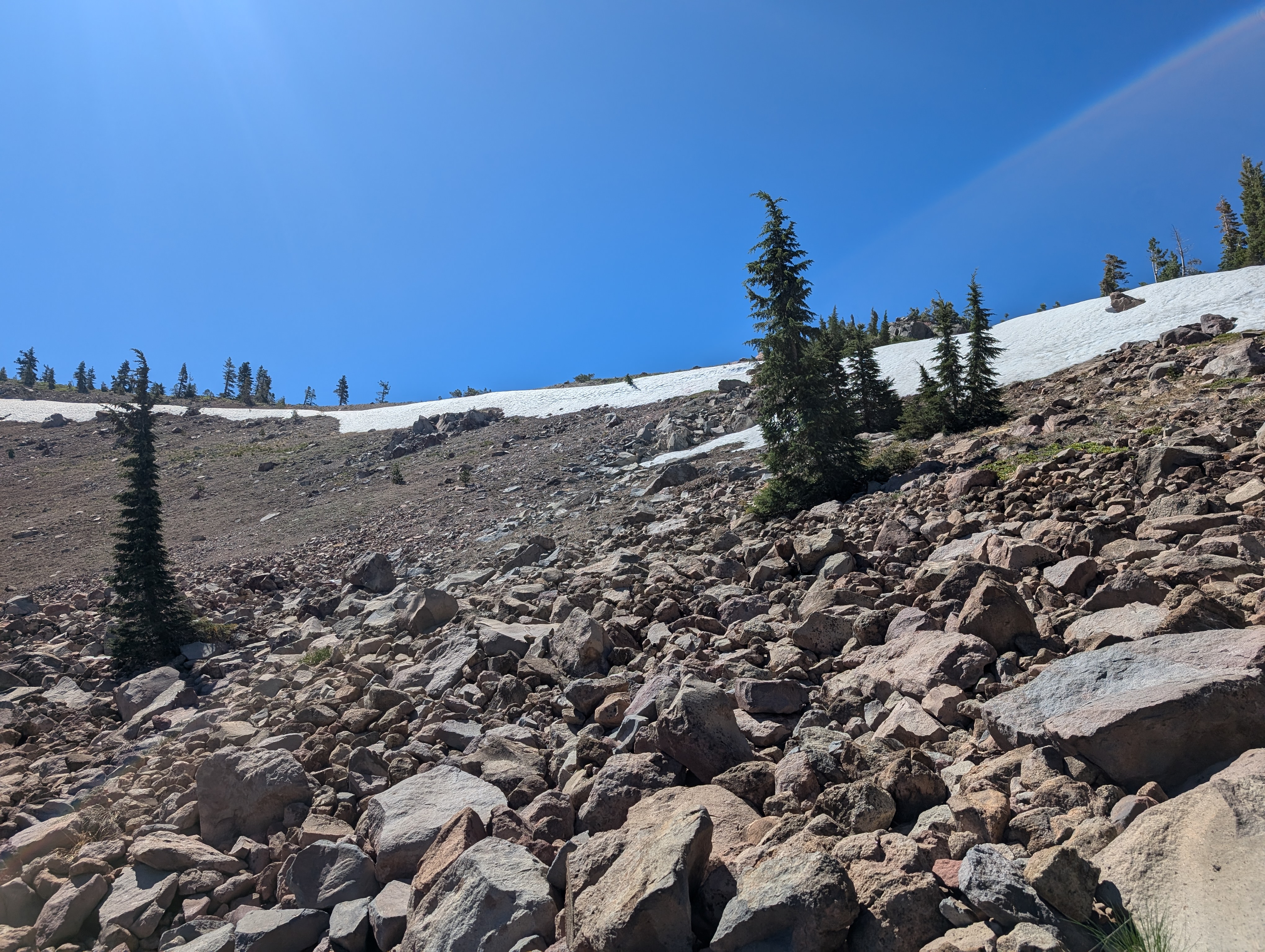 Below the summit ridge