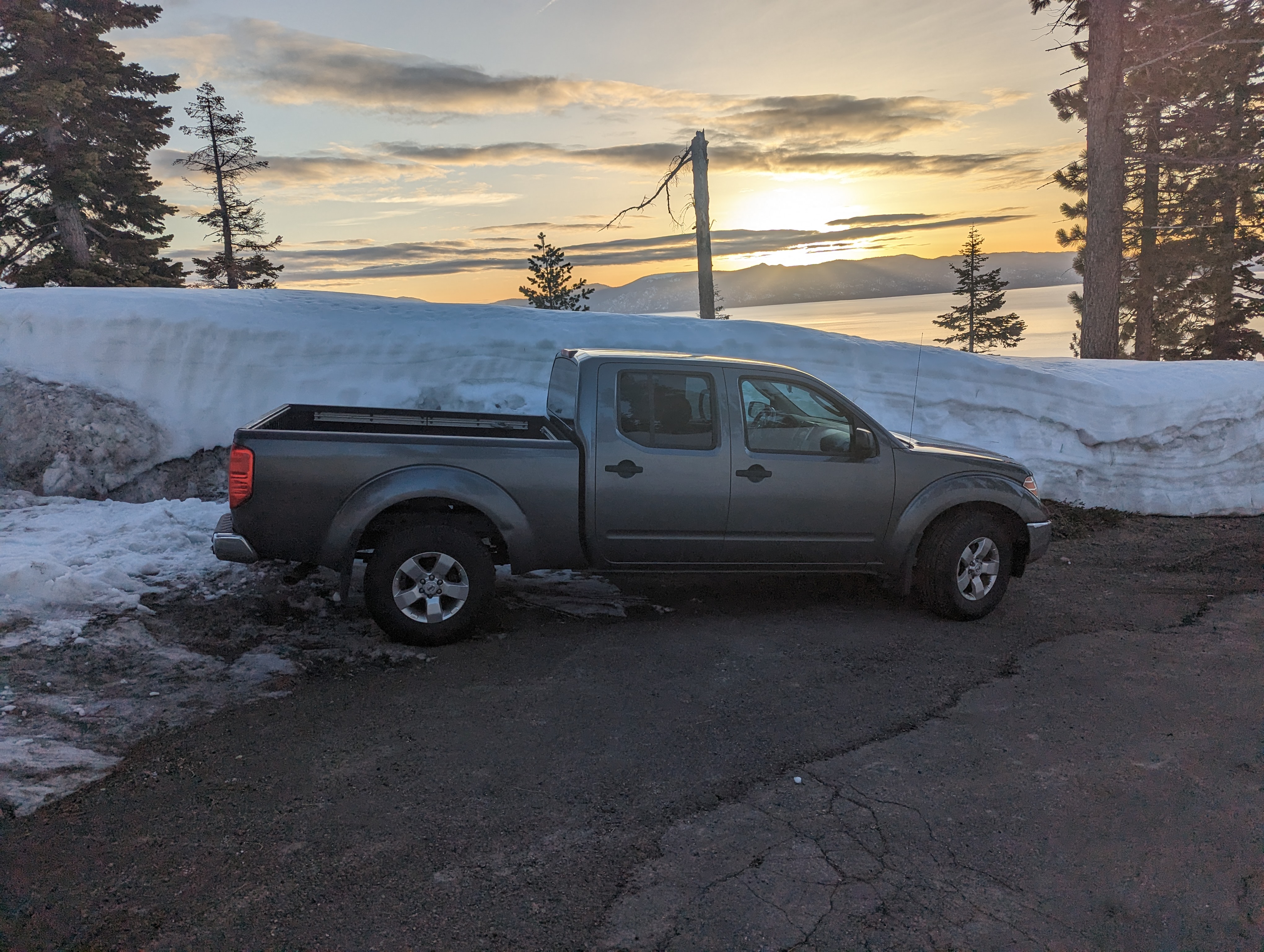 My Truck with a beautiful Tahoe sunrise behind it